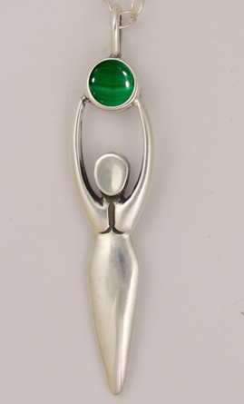 Sterling Silver Women Pendant With Malachite